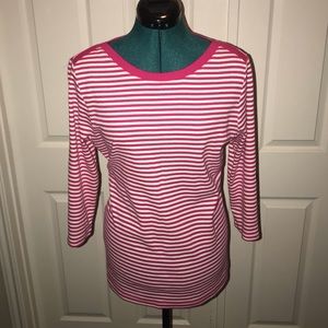 Croft&Barrow 3/4 Sleeve Pink and White Shirt